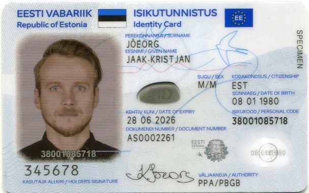 Voorbeeld van identiteitskaart uit Estland